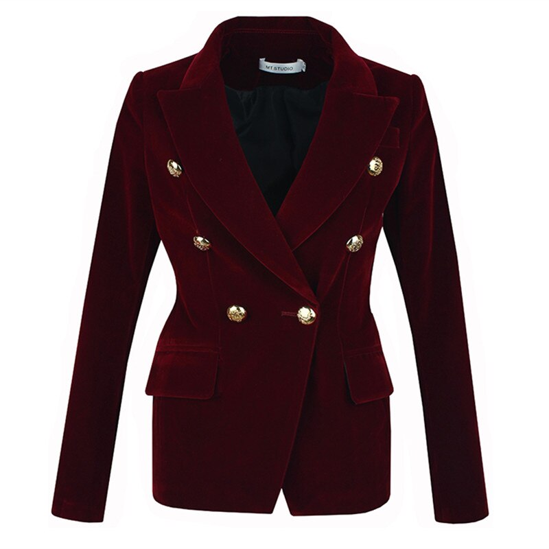 MUMUZI Fashion New Brand Autumn Women Slim Velvet Blazer Jacket Double Breasted Simple Lady Blazers High Grade OL Clothing