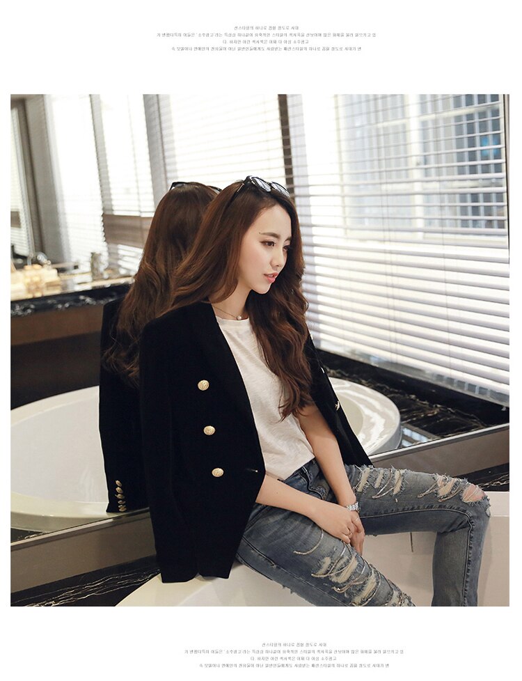 MUMUZI Fashion New Brand Autumn Women Slim Velvet Blazer Jacket Double Breasted Simple Lady Blazers High Grade OL Clothing