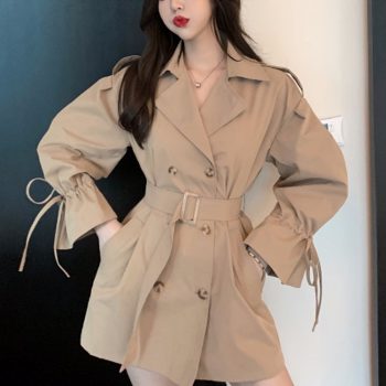 MUMUZI Women Long Overcoat Outwear Coat Loose Bow Sleeve Cardigans Long Sleeve Manteau Femme Hiver Elegant Blazers