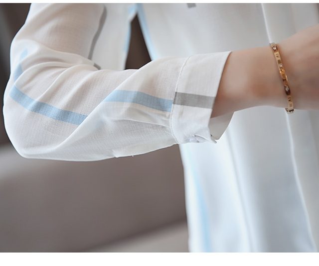 Fashion woman blouses spring long sleeve women shirts striped blouse shirt office work wear womens tops and blouses 0973 60