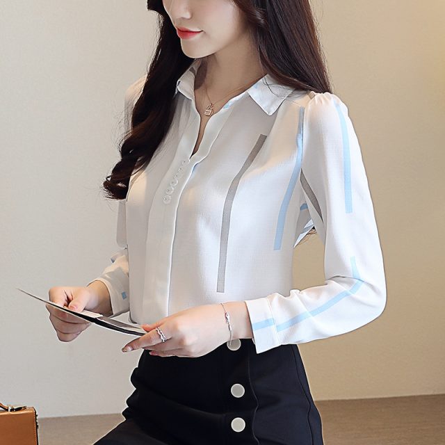 Fashion woman blouses spring long sleeve women shirts striped blouse shirt office work wear womens tops and blouses 0973 60