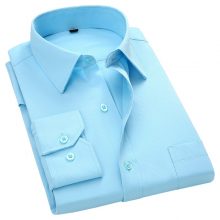 Men’s Business Casual Long Sleeve Slim Fit Shirt Twill Solid Color Male Social Shirt Black Blue White Purple Green Pink 4XL