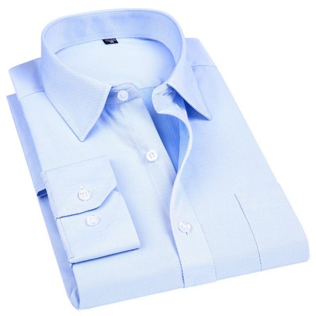Men Dress Long Sleeve Shirt Brand New Fashion Designer High Quality Solid Male Clothing Fit Business Shirts White Blue Black 4XL