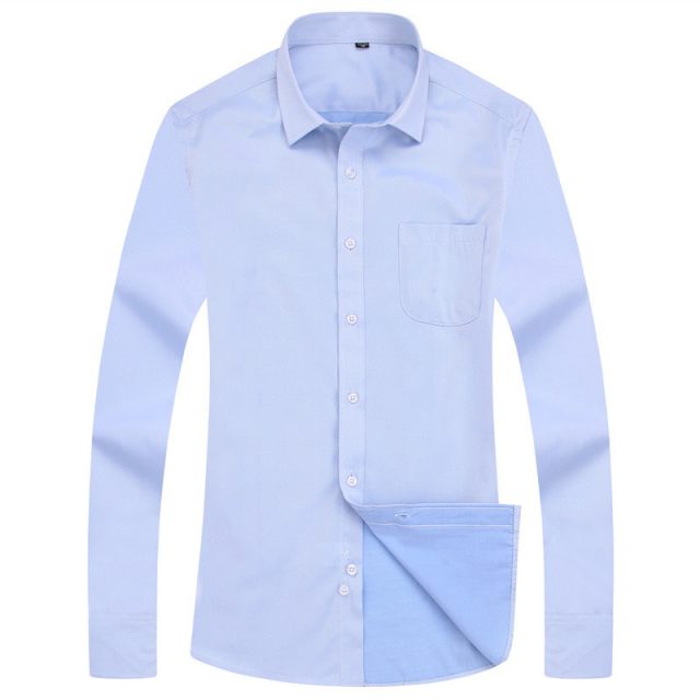 Men Dress Long Sleeve Shirt Brand New Fashion Designer High Quality Solid Male Clothing Fit Business Shirts White Blue Black 4XL