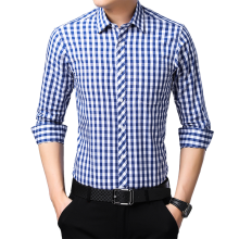 2019 New Men Casual Plaid Shirt High Quality 100% Cotton Long Sleeve Male Shirts Square Grid Social Business Casual Shirt