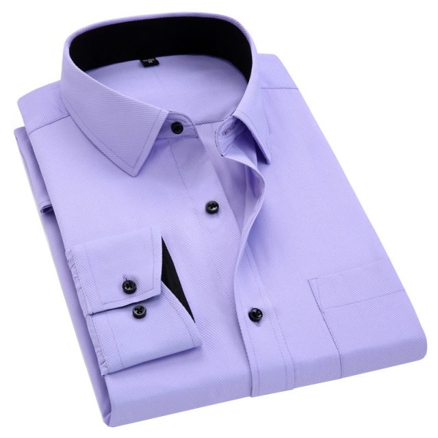 Men Long Sleeved Shirt Slim Fit Style Design Solid Color Business Casual Dress Shirt Male Social Brand Men Clothing 2019 New