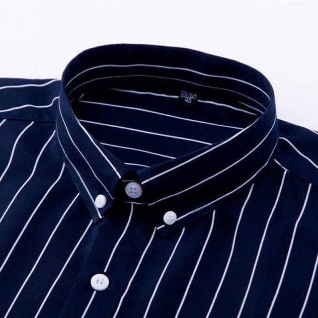 High Quality Mens Business Casual Long Sleeved Men Button Shirt Classic Striped Slim Fit Male Social Men’s Dress Shirts Outwear