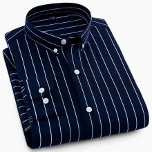 High Quality Mens Business Casual Long Sleeved Men Button Shirt Classic Striped Slim Fit Male Social Men’s Dress Shirts Outwear