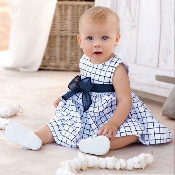 2017 Summer Style New Fashion White Plaid Girl Dress Sleeveless Baby Kids Clothing Casual Girl Dress Vestidos