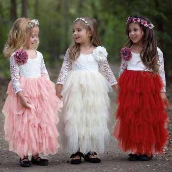 Little Girl Ceremonies Dress Baby Children’s Clothing Tutu Kids Dresses for Girls Clothes Wedding Party Gown Vestidos Robe Fille