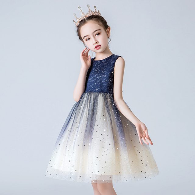 Baby Girls Dress Sequined Stars Party Dress New Year Princess Costume Wedding Birthday Teen Prom Gowns Kids Dresses For Girls