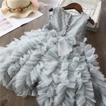 Summer Kids Dresses For Girls Tutu Fluffy Cake Smash Dress Elegant Princess Party Wedding Dress Girl Birthday Clothing 3 8Y
