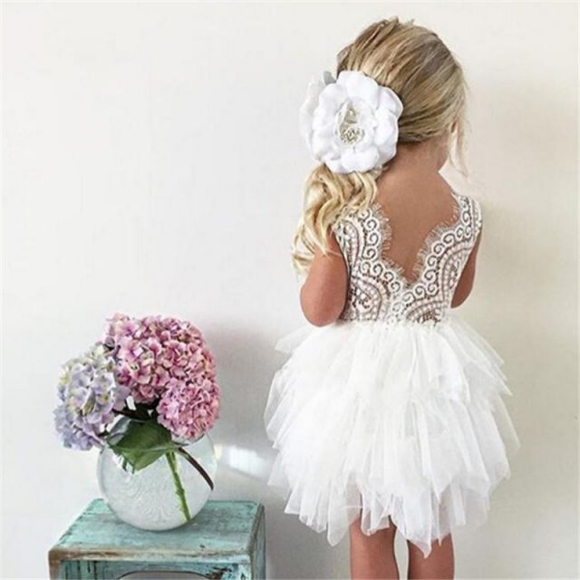 Summer Dresses For Girl 2018 Girls Clothing White Beading Princess Party Dress Elegant Ceremony 4 5 6 Years Teenage Girl Costume