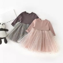 Winter Kids Dresses For Girls Long Sleeve Children Clothing Sequins Stars Tutu Girls Casual School Wear Princess Party Dress