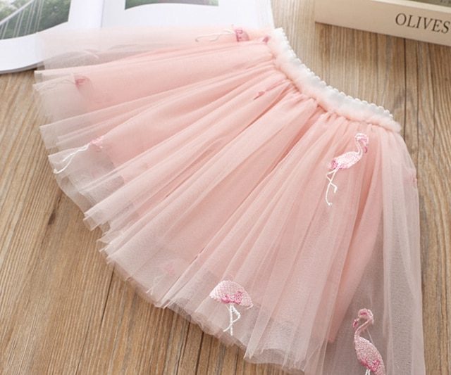 Girls Clothing Sets 2019 Summer Princess Girl Bling Star Flamingo Top + Bling Star Dress 2pcs Set Children Clothing Dresses
