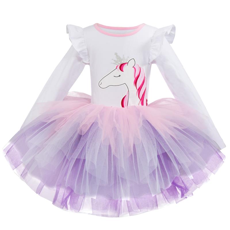 3-8 Years Girls Dress Long Sleeve Kids Unicorn Party Vestidos Fancy Children Princess Dresses Kids Birthday Dress For Girl