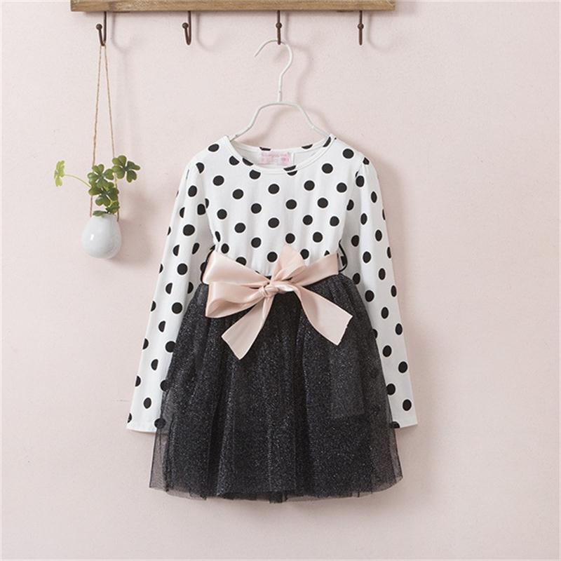 2019 Autumn Winter Girl Dress Long Sleeve Polka Dot Girls Dresses Bow Princess Teenage Casual Dress 8 Years Children Clothes 2019 Autumn Winter Girl Dress Long Sleeve Polka Dot Girls Dresses Bow Princess Teenage Casual Dress 8 Years Children Clothes