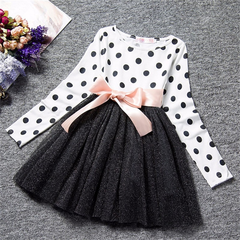 2019 Autumn Winter Girl Dress Long Sleeve Polka Dot Girls Dresses Bow Princess Teenage Casual Dress 8 Years Children Clothes 2019 Autumn Winter Girl Dress Long Sleeve Polka Dot Girls Dresses Bow Princess Teenage Casual Dress 8 Years Children Clothes