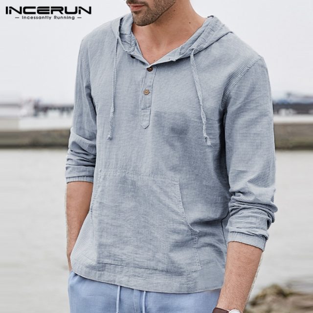 Autumn INCERUN Men Hoodies Pullover Sweatshirts Long Sleeve Striped Male Tops Hombre Outwears Fashion Hoody Joggers Tops 2019