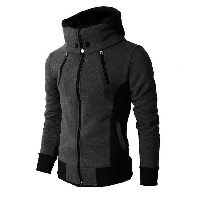 2019 Zipper Men Jackets Autumn Winter Casual Fleece Coats Bomber Jacket Scarf Collar Fashion Hooded Male Outwear Slim Fit Hoody