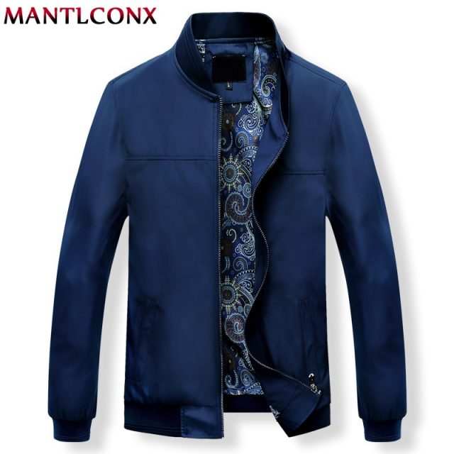 MANTLCONX Mens Jackets Autumn Casual Coats Solid Color Mens Stand Collar Zipper Jacket Male Bomber Jacket Men Casual Outerwear