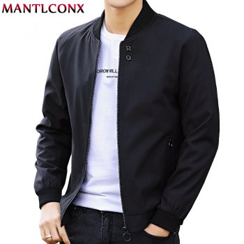 MANTLCONX Newest Solid Autumn Mens Bomber Jackets Male Casual Zipper Summer Jacket Men Spring Casual Outwear Men Thin Jacket