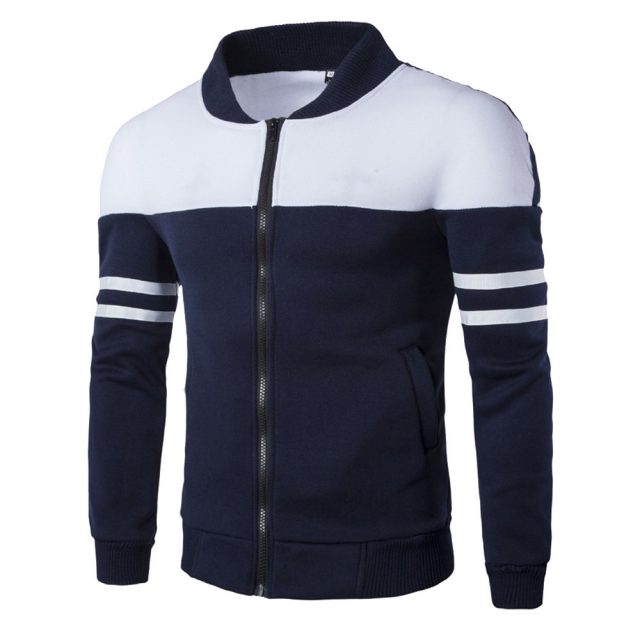 Mens Jackets Coats Fashion Men’s Autumn Winter Zipper Sportswear Patchwork Jacket Long Sleeve Coat Jacket Coat Zipper Parka Men