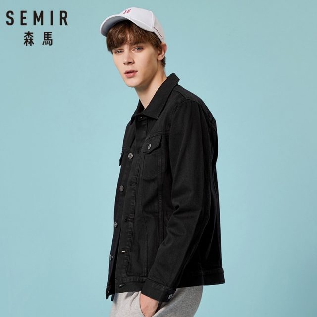 SEMIR Men Denim Jacket Men Washed Denim Jacket Classic Denim Jacket with Collar for Men Casual Fashion Spring Autumn Clothes