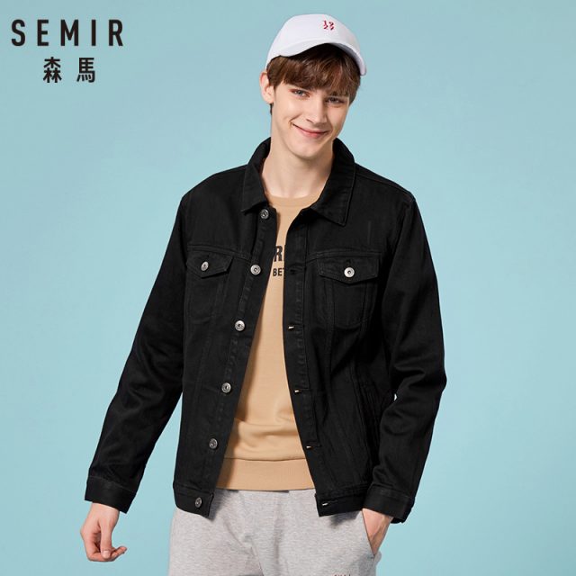 SEMIR Men Denim Jacket Men Washed Denim Jacket Classic Denim Jacket with Collar for Men Casual Fashion Spring Autumn Clothes