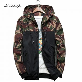DIMUSI Men’s Jackets Spring Autumn Camouflage Military Hooded Coats Casual Zipper Male Thin Windbreaker Mens Brand Clothing 6XL
