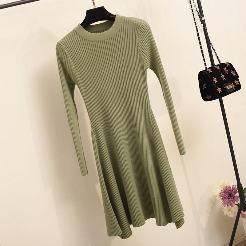 Women Long Sleeve Sweater Dress Women's Irregular Hem Casual Autumn Winter Dress Women O-neck A Line Short Mini Knitted Dresses