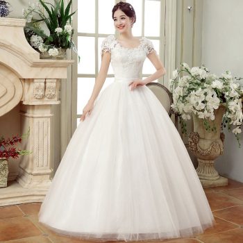 Ball Gown Wedding Dresses 2019 Plus Size Cheap White Lace Appliques Bride Dress Simple Tulle Lace Up Back vestido de noiva