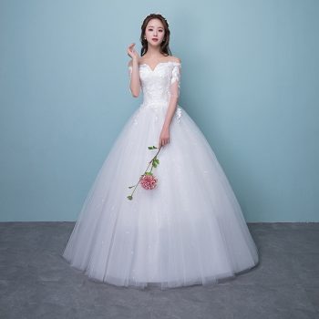 Vestido De Noiva Illusion Wedding Dresses Ball Gown Half Sleeve Off The Shoulder Lace Embroidery Formal Bride Gowns Gelinlik