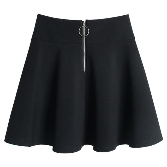 S-2xl Zipper Black Pleated Mini Skirt Women 2019 Slim High-waist Umbrella Women Plus Size Skirts Slim A-line Summer Skirt Women
