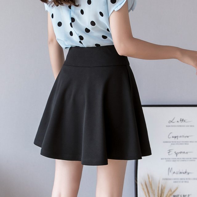 S-2xl Zipper Black Pleated Mini Skirt Women 2019 Slim High-waist Umbrella Women Plus Size Skirts Slim A-line Summer Skirt Women