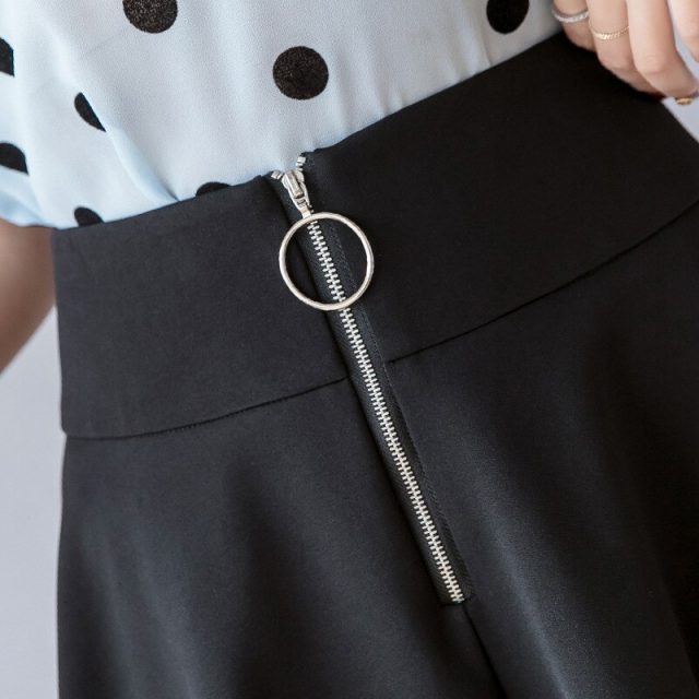 S-2xl Zipper Black Pleated Mini Skirt Women 2019 Slim High-waist Umbrella Women Plus Size Skirts Slim A-line Summer Skirt Women