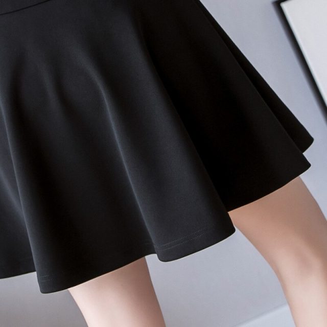 S-2xl Zipper Black Pleated Mini Skirt Women 2019 Slim High-waist Umbrella Women Plus Size Skirts Slim A-line Summer Skirt Women