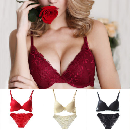 HIRIGIN Newest Women’s Push Up Embroidery Sexy Lace Floral Bra Sets Panties Underwear 5 Colors