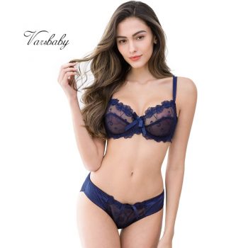 Varsbaby Women Sexy Slim Lace Lingerie Ladies Underwire Floral Large Size Bra Sets