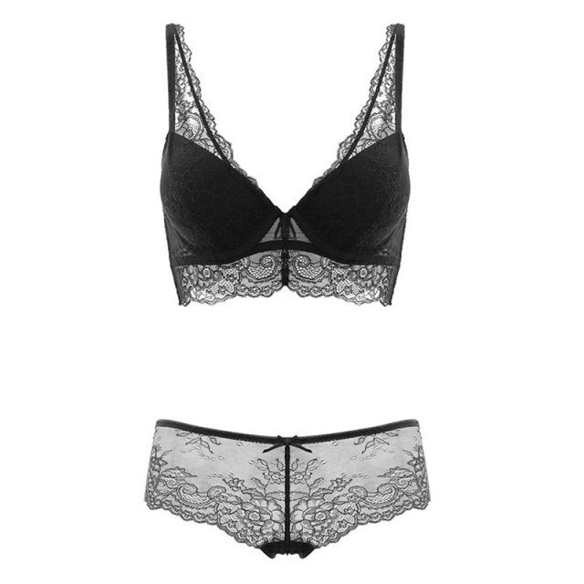 Varsbaby noble deep V sexy lingerie gather lace beauty women bra sets