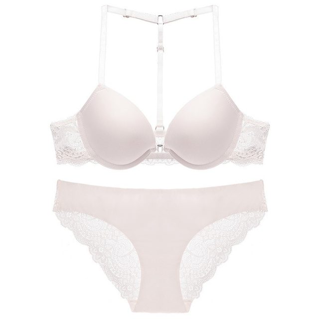 Varsbaby Sexy Front Closure Y-line straps Deep V Push Up Women Bra Set