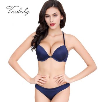 Varsbaby Sexy Front Closure Y-line straps Deep V Push Up Women Bra Set