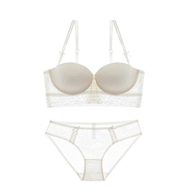 Varsbaby New Arrival Women’s Elegant Lace Half Cup Push-Up Sexy Bra Set