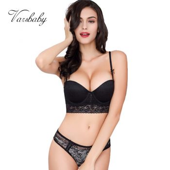 Varsbaby New Arrival Women's Elegant Lace Half Cup Push-Up Sexy Bra Set