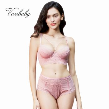 Varsbaby new french style sexy ultra-thin floral lace underwear unlined beauty back bra sets