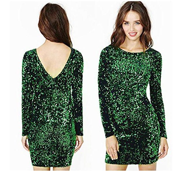 Green Sequin Dress Women Sexy Club Dresses 2019 Slim Fit Backless Bodycon Party Nightclub Mini Vintage Dress vestido lentejuelas