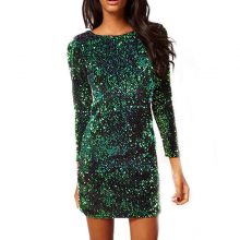 Green Sequin Dress Women Sexy Club Dresses 2019 Slim Fit Backless Bodycon Party Nightclub Mini Vintage Dress vestido lentejuelas