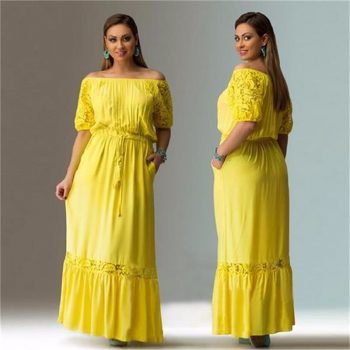 summer beach dress 2019 maxi dress short sleeve casual lace loose plus sizes dress elegant drawstring women big size clothing