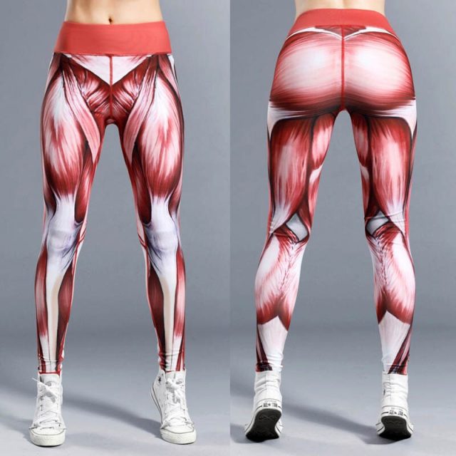 Maryigean New Muscle Print Sports Leggings Quick-drying Tight-fitting Yoga Stretch Pants High Waist Fitness Leggings