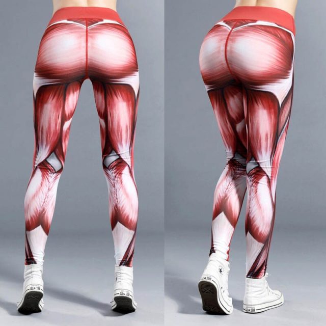 Maryigean New Muscle Print Sports Leggings Quick-drying Tight-fitting Yoga Stretch Pants High Waist Fitness Leggings